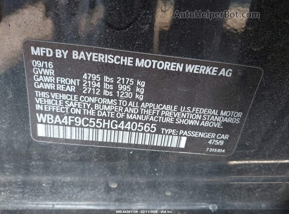 WBA4F9C55HG440565 2017 BMW OTHER Черный Вид подкапотного пространства