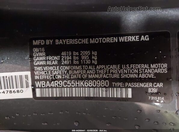 WBA4R9C55HK680980 2017 BMW OTHER Зеленый Вид подкапотного пространства