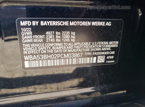 WBA53BH02PCM03867 2023 BMW OTHER Black Շարժիչի բաժամունքի տեսք
