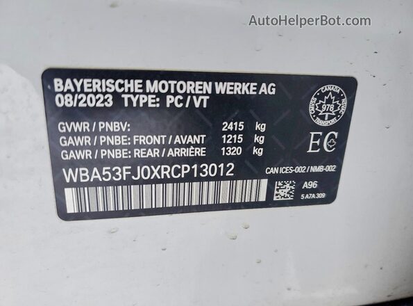 WBA53FJ0XRCP13012 2024 BMW 5 SERIES White Widok komory silnika