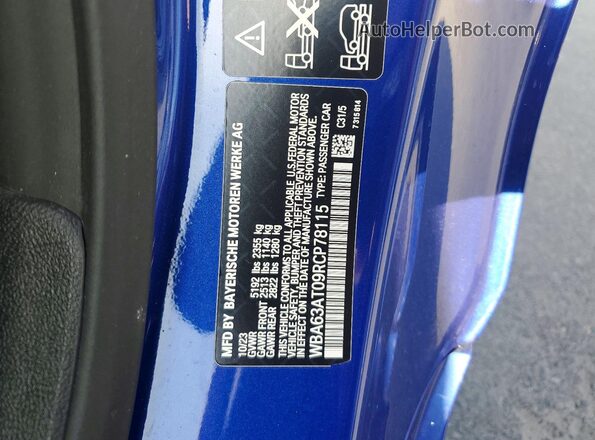 WBA63AT09RCP78115 2024 BMW M4 Blue Вид підкапотного простору