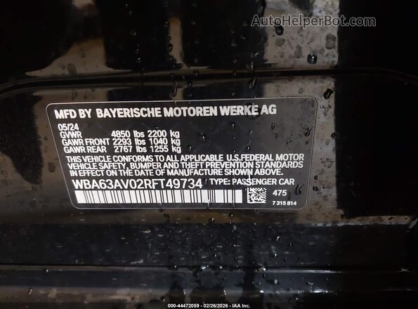 WBA63AV02RFT49734 2024 BMW OTHER Черный Вид подкапотного пространства