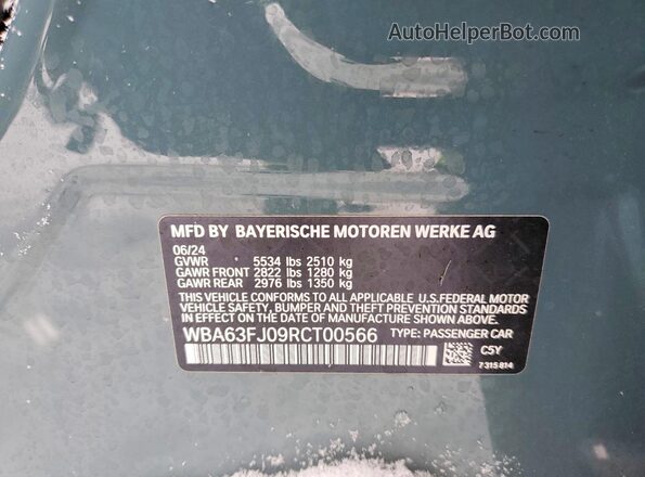 WBA63FJ09RCT00566 2024 BMW 5 SERIES Зеленый Вид подкапотного пространства