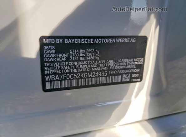 WBA7F0C52KGM24985 2019 BMW OTHER White Շարժիչի բաժամունքի տեսք