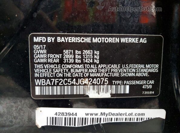 WBA7F2C54JG424075 2018 BMW OTHER Black Widok komory silnika