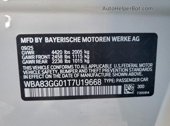 WBA83GG01T7U19668 2026 BMW OTHER Белый Вид подкапотного пространства