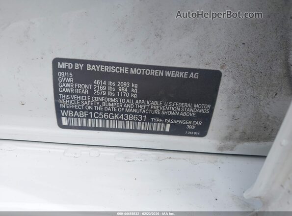 WBA8F1C56GK438631 2016 BMW OTHER White Вид підкапотного простору