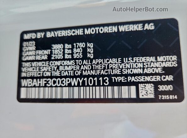 WBAHF3C03PWY10113 2023 BMW Z4 Белый Вид подкапотного пространства