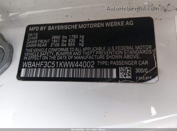 WBAHF3C51KWW44002 2019 BMW Z4 Белый Вид подкапотного пространства
