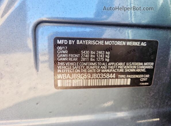 WBAJB9C59JB035844 2018 BMW M5 Gray Вид підкапотного простору