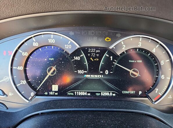 WBAJB9C59JB035844 2018 BMW M5 Gray Вид щитка приладів