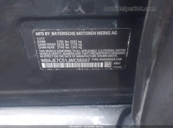 WBAJE7C51JWC56507 2018 BMW OTHER Серый Вид подкапотного пространства