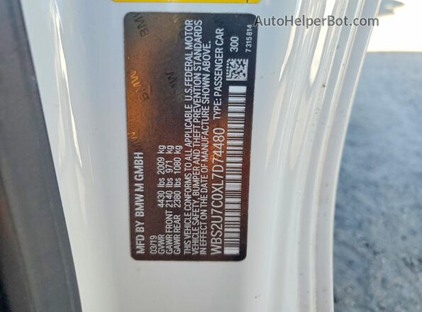 WBS2U7C0XL7D74480 2020 BMW M2 Белый Вид подкапотного пространства
