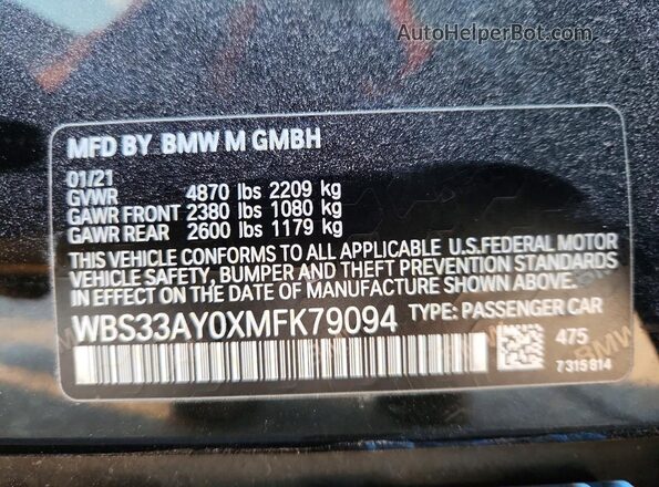 WBS33AY0XMFK79094 2021 BMW M3 Black Widok komory silnika