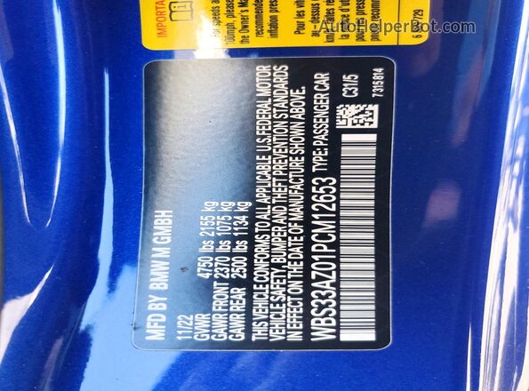 WBS33AZ01PCM12653 2023 BMW M4 Синий Вид подкапотного пространства
