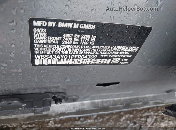 WBS43AY01PFR04300 2023 BMW M3 Серый Вид подкапотного пространства