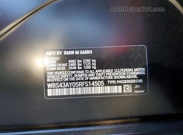 WBS43AY05RFS14505 2024 BMW M3 Black Вид підкапотного простору