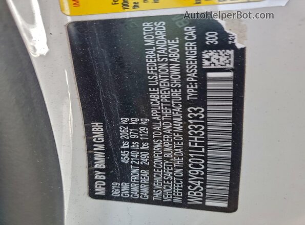 WBS4Y9C01LFH33133 2020 BMW M4 White Vista del compartimento del motor