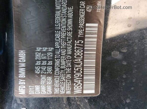 WBS4Y9C5XJAC86775 2018 BMW M4 Черный Вид подкапотного пространства