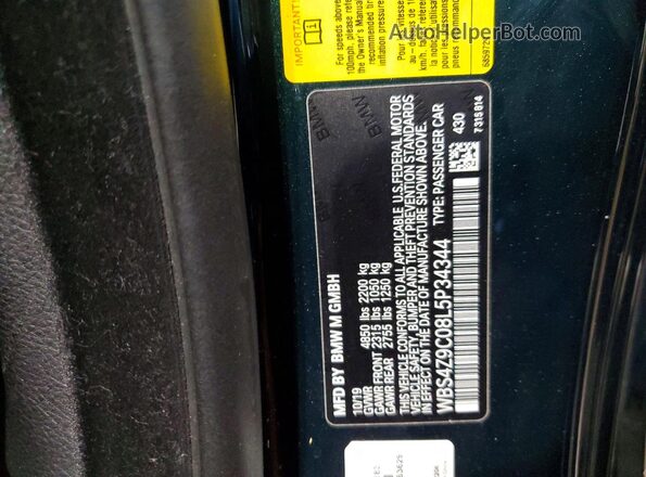 WBS4Z9C08L5P34344 2020 BMW M4 Зеленый Вид наклейки с VIN-кодом