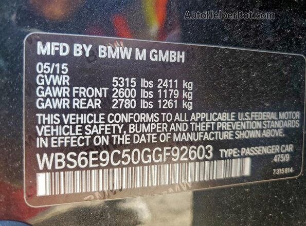 WBS6E9C50GGF92603 2016 BMW M6 Черный Вид подкапотного пространства