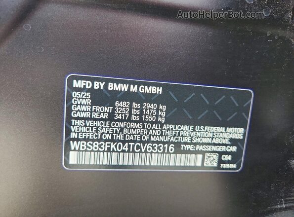 WBS83FK04TCV63316 2026 BMW M5 Черный Вид подкапотного пространства