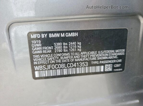 WBSJF0C08LCD41353 2020 BMW M5 Charcoal ძრავის განყოფილების ხედი