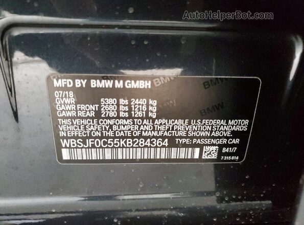 WBSJF0C55KB284364 2019 BMW M5 Угольный Вид наклейки с VIN-кодом