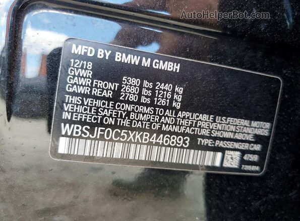 WBSJF0C5XKB446893 2019 BMW M5 Черный Вид подкапотного пространства