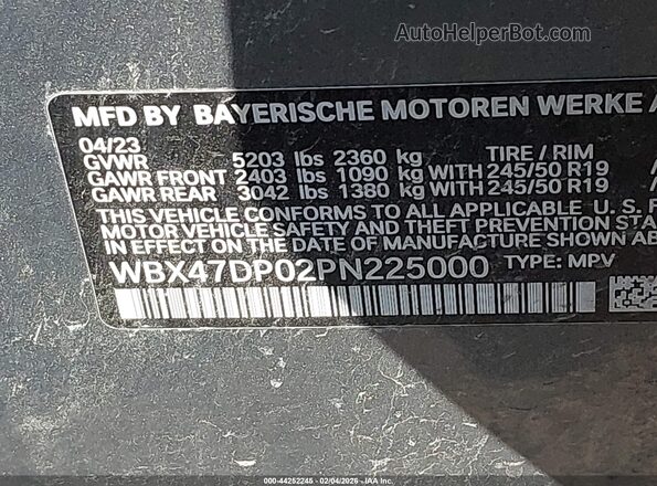 WBX47DP02PN225000 2023 BMW X3 Серый Вид подкапотного пространства