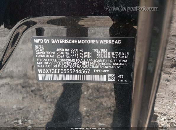 WBX73EF05S5244567 2025 BMW X1 Черный Вид подкапотного пространства