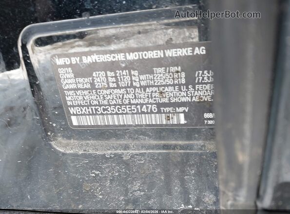 WBXHT3C35G5E51476 2016 BMW X1 Черный Вид подкапотного пространства