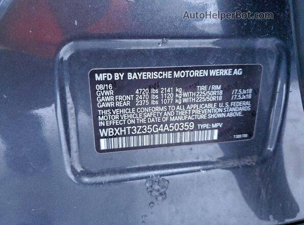 WBXHT3Z35G4A50359 2016 BMW X1 Серый Панорамный вид салона 360°