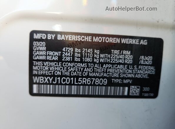 WBXYJ1C01L5R67809 2020 BMW X2 White Панорамний вид салону 360°