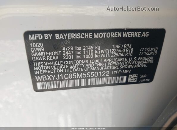 WBXYJ1C05M5S50122 2021 BMW X2 White Widok komory silnika