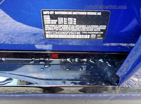 WBY23HD06SFV50746 2025 BMW I4 Синий Вид подкапотного пространства