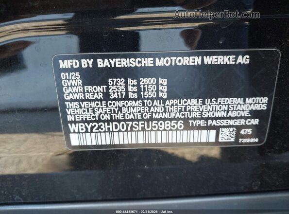 WBY23HD07SFU59856 2025 BMW I4 Черный Вид подкапотного пространства