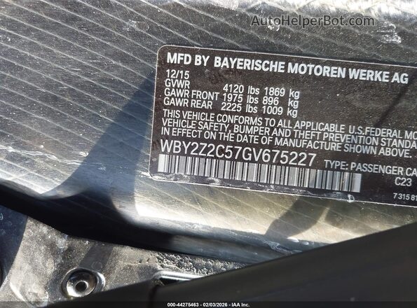 WBY2Z2C57GV675227 2016 BMW I8 Серый Вид подкапотного пространства