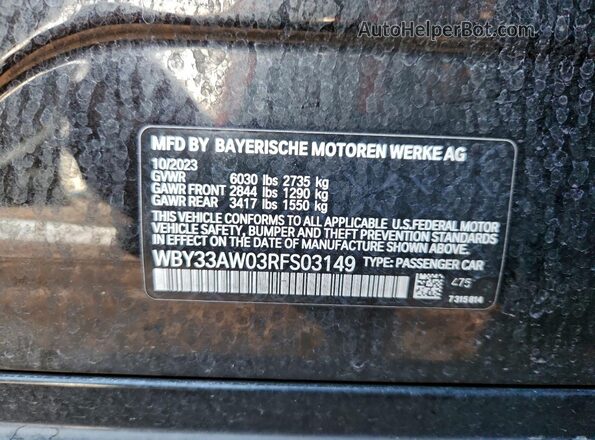 WBY33AW03RFS03149 2024 BMW I4 Black Widok naklejki z numerem VIN