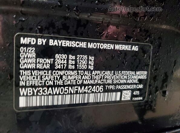 WBY33AW05NFM42406 2022 BMW I4 Черный Вид подкапотного пространства