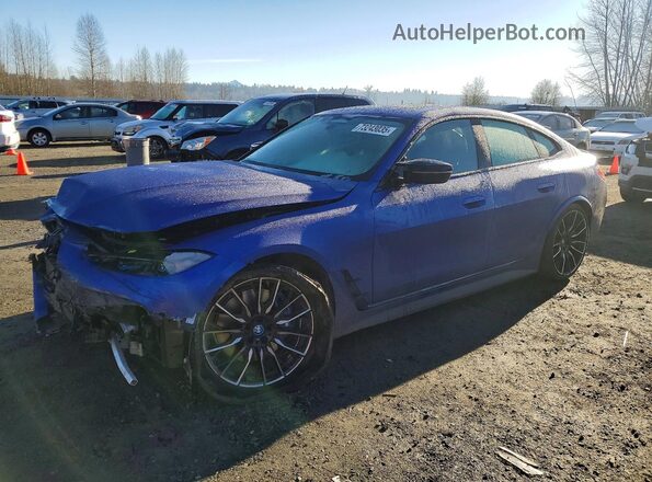 WBY33AW07NFM77108 2022 BMW I4 Синий Передняя левая четверть