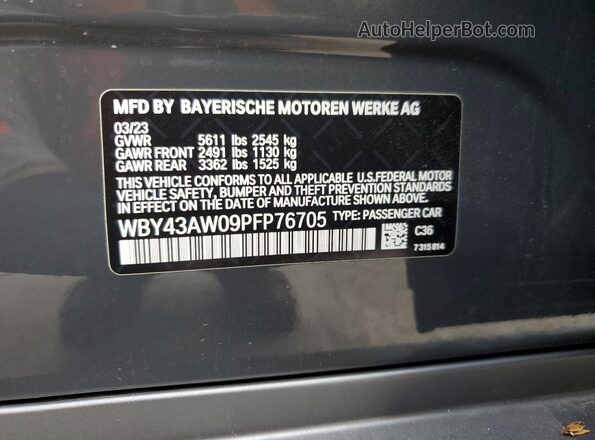 WBY43AW09PFP76705 2023 BMW I4 Gray Շարժիչի բաժամունքի տեսք