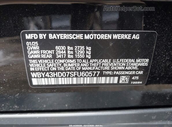 WBY43HD07SFU60577 2025 BMW I4 Черный Вид подкапотного пространства