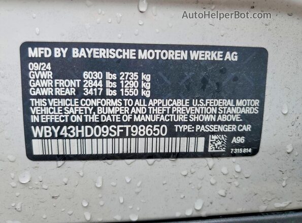 WBY43HD09SFT98650 2025 BMW I4 Белый Вид подкапотного пространства