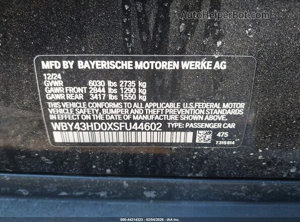 WBY43HD0XSFU44602 2025 BMW I4 Black Widok komory silnika