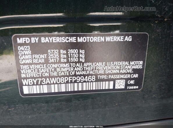 WBY73AW08PFP99468 2023 BMW I4 Green Vista del compartimento del motor