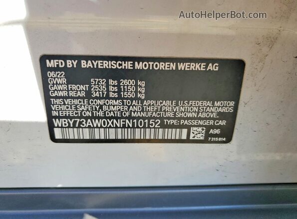 WBY73AW0XNFN10152 2022 BMW I4 Белый Вид подкапотного пространства