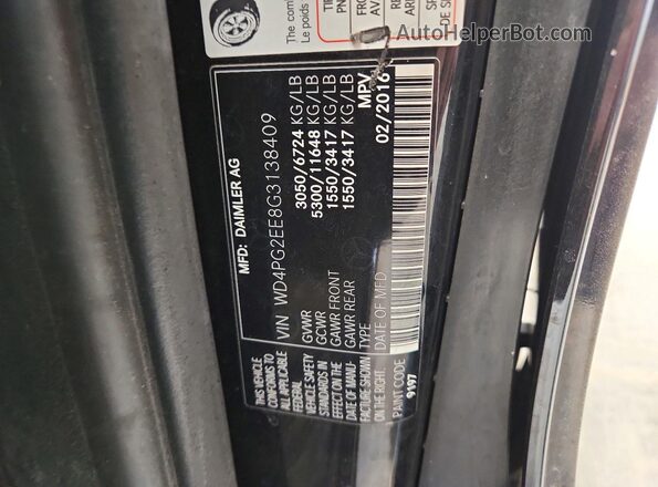WD4PG2EE8G3138409 2016 MERCEDES-BENZ METRIS Черный Вид наклейки с VIN-кодом