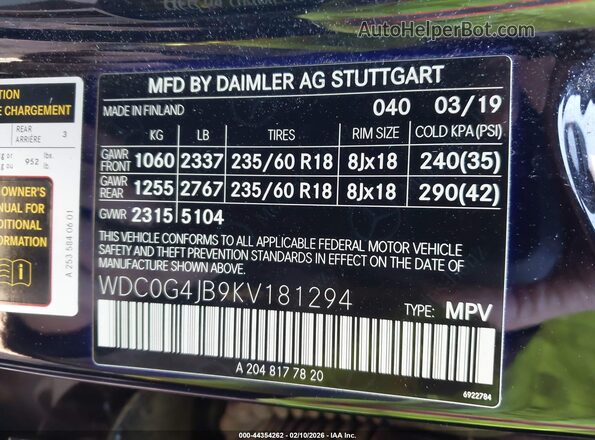 WDC0G4JB9KV181294 2019 MERCEDES-BENZ GLC 300 Черный Вид подкапотного пространства