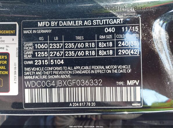 WDC0G4JBXGF036332 2016 MERCEDES-BENZ GLC 300 Черный Вид подкапотного пространства